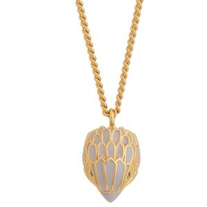 Kurt Geiger Eagle Head Gold Tone Pendant Necklace with Cream Enamel